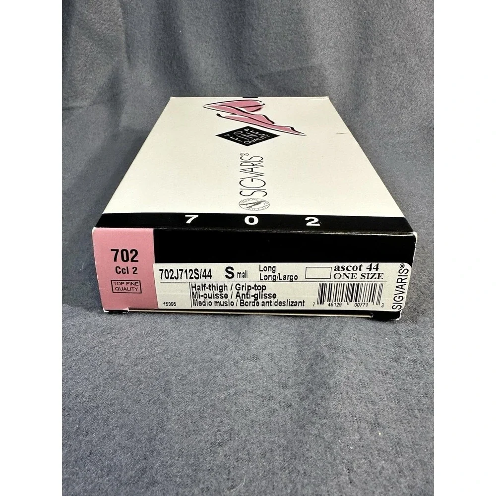 VTG SIGVARIS 702 Compression Stockings SM‎ 44 Avg Long Closed Toe Grip Top Ascot